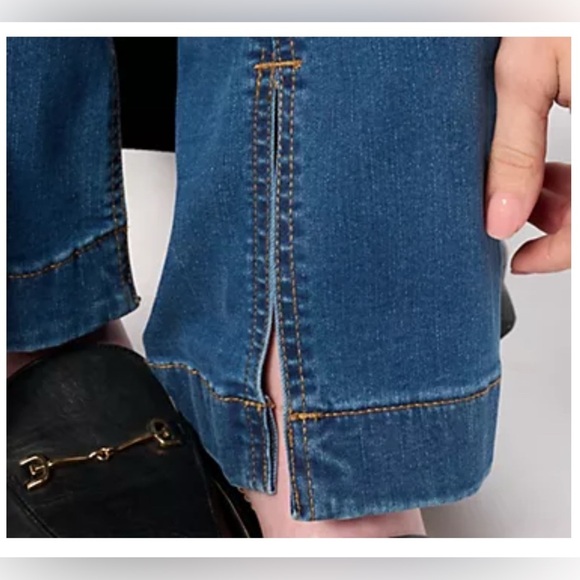 Denim & Co Adaptive Cozy Touch Slim Straight Jean Wheelchair Fit Dark Wash Color - Picture 4 of 6